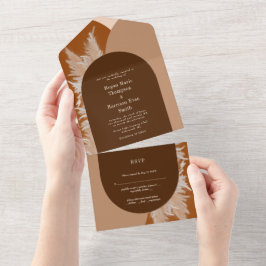 Dunkle Pampasgras und Bögen Einladung zur Hochzeit