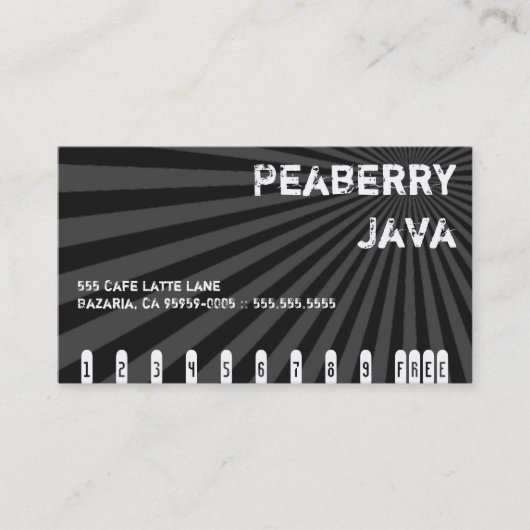 Dunkle Peaberry Java Getränk-Lochkarte Treuekarte (Vorderseite)