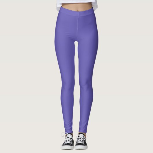 Dunkle Periwinkle-Farbe Einfarbig Schlicht Leggings (Vorderseite)