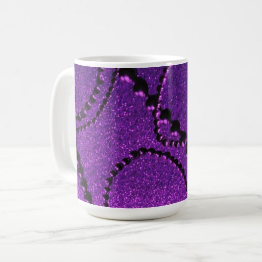 Dunkle Perlen mit Lila Metallic-Fleck-Tasse Kaffeetasse (Vorderseite Links)