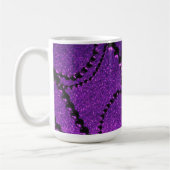 Dunkle Perlen mit Lila Metallic-Fleck-Tasse Kaffeetasse (Links)