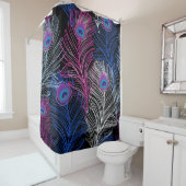 Dunkle Pfauenfedern: Schönes Vintages Design Duschvorhang (Beispiel)