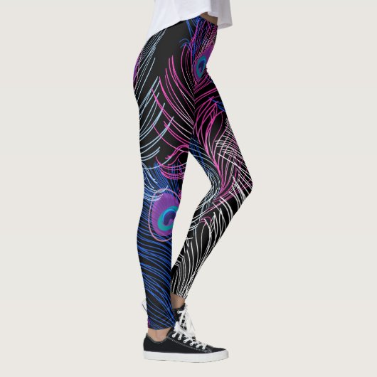 Dunkle Pfauenfedern: Schönes Vintages Design Leggings (Rechts)