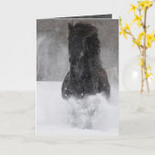 Dunkle Pferde Runs in der Snow II-Grußkarte Karte (Gelbe Blume)