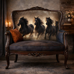Dunkle Pferdeherde Galopp im Schnee Decoupage Seidenpapier