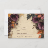 Dunkle Pflaume Herbstblütenhochzeit RSVP Karte (Vorderseite)