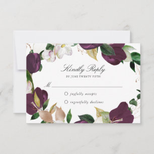 Dunkle Pflaumenblüten RSVP-Karte RSVP Karte