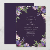 Dunkle Pflaumenfrucht-Eukalyptus-Hochzeit Einladung (Vorne/Hinten)