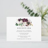 Dunkle Pflaumensamt und weiße Hochzeitsempfehlung Begleitkarte (Stehend Vorderseite)