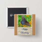 Dunkle Phase Tiger Frack Butterfly Geburtstag Button (Vorne & Hinten)