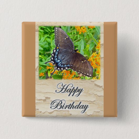 Dunkle Phase Tiger Frack Butterfly Geburtstag Button (Vorderseite)