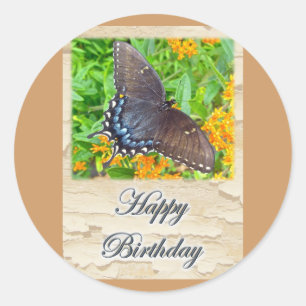 Dunkle Phase Tiger Frack Butterfly Geburtstag Runder Aufkleber
