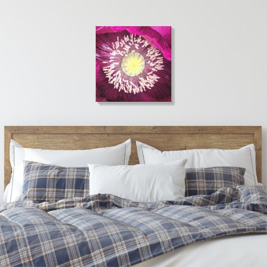 Dunkle Pink Oriental Mohnblume Floral Leinwanddruck (Insitu (Schlafzimmer))