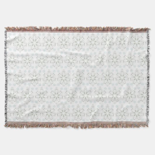 Dunkle Pistachio und eisblaue Blumen Decke (Vorderseite)