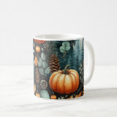 Dunkle Pumpkin-Tasse Herbstwasserfarbe Fallende Bl Kaffeetasse (VorderseiteRechts)