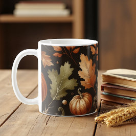 Dunkle Pumpkin-Tasse Herbstwasserfarbe Fallende Bl Kaffeetasse