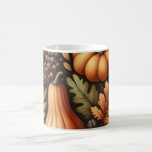 Dunkle Pumpkin-Tasse Herbstwasserfarbe Fallende Bl Kaffeetasse (Mittel)