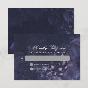 Dunkle Purpur-Gotische-Boho-Blumenhochzeit RSVP Karte