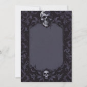 Dunkle Purpur-Gotische-Boho-Floral-Totenkopf-Hochz Einladung (Rückseite)