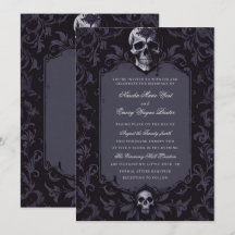 Dunkle Purpur-Gotische-Boho-Floral-Totenkopf-Hochz