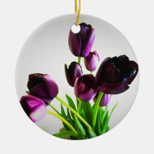 Dunkle Purpur Tulpen Keramik Ornament (Vorne)