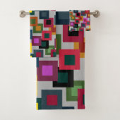 Dunkle Quadrate auf Licht Badhandtuch Set (Insitu)