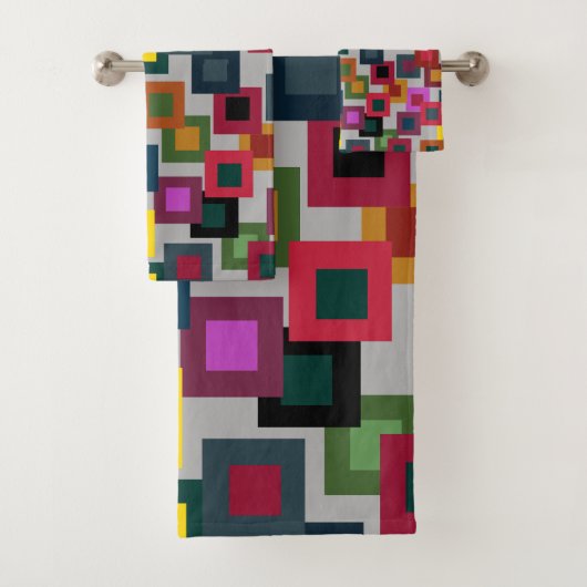 Dunkle Quadrate auf Licht Badhandtuch Set (Insitu)