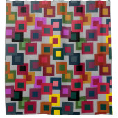 Dunkle Quadrate auf Licht Duschvorhang (Vorderseite)