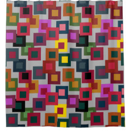 Dunkle Quadrate auf Licht Duschvorhang