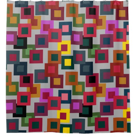 Dunkle Quadrate auf Licht Duschvorhang (Vorderseite)