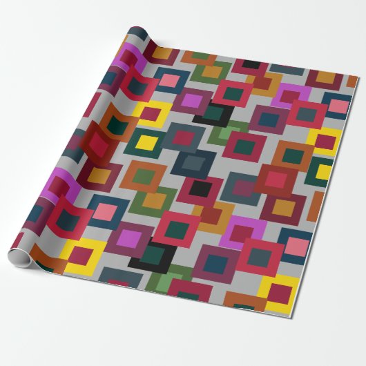 Dunkle Quadrate auf Licht Geschenkpapier (Ungerollt)