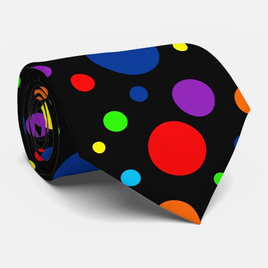 Dunkle Rainbow Spots Krawatte (Gerollt)