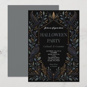 Dunkle Raven Gothic Halloween-Party Einladung