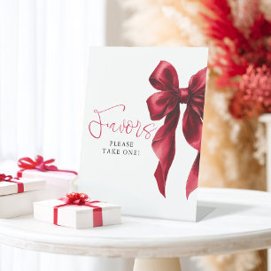 Dunkle Red Bow-Brautparty-Favoriten Sockelschild