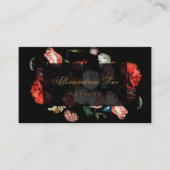 Dunkle Red Floral Black Business Card Hochzeit Visitenkarte (Vorderseite)