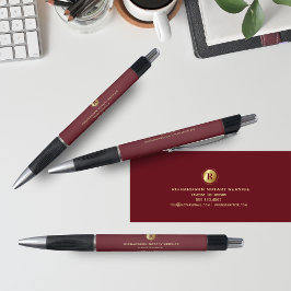 Dunkle Red & Gold Monogram Notary Business Promo Kugelschreiber