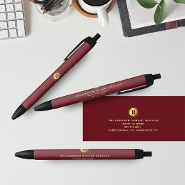 Dunkle Red & Gold Monogram Notary Business Promo Kugelschreiber