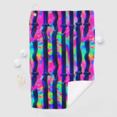 Dunkle Regenbogen-Glitch-Balken Golfhandtuch (Insitu)