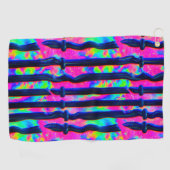 Dunkle Regenbogen-Glitch-Balken Golfhandtuch (Horizontal)