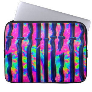 Dunkle Regenbogen-Glitch-Balken Laptopschutzhülle