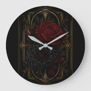 Dunkle Regency-Karmesinrose-Gold-Luxusuhr Große Wanduhr