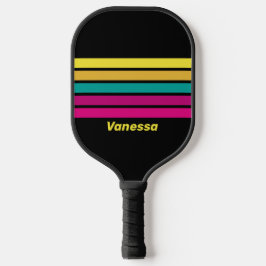 Dunkle Retro über Striping 80er mit Name Pickleball Schläger
