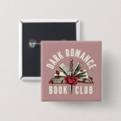 Dunkle Romance-Buchclub Rot floral Rosa Button (Vorne & Hinten)