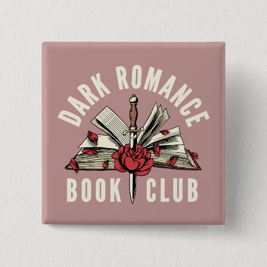 Dunkle Romance-Buchclub Rot floral Rosa Button (Vorderseite)