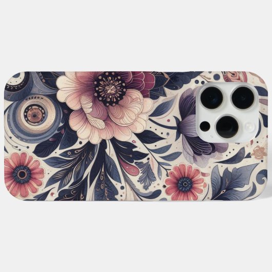 Dunkle Romance Burgund Art Deco Blumen Sommer Case-Mate iPhone Hülle (Rückseite (Horizontal))