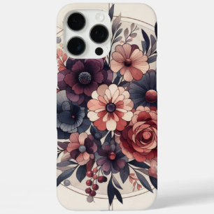 Dunkle Romance Burgund Art Deco Blumen Sommer iPhone 16 Pro Max Hülle
