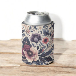 Dunkle Romance Burgund Art Deco Blumen Sommer Dosenkühler