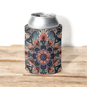 Dunkle Romance Burgund Art Deco Blumen Sommer Dosenkühler