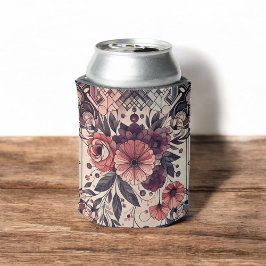 Dunkle Romance Burgund Art Deco Blumen Sommer Dosenkühler