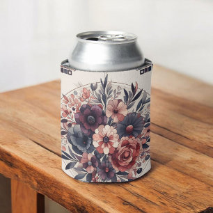 Dunkle Romance Burgund Art Deco Blumen Sommer Dosenkühler